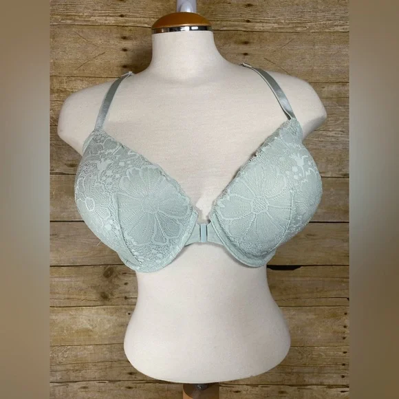 Victoria's Secret Racerback Front Closure Lace Demi Bra 38DDD Light Green